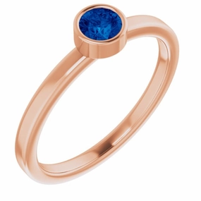 14K Rose 4 mm Lab-Grown Blue Sapphire Ring Gift Accent