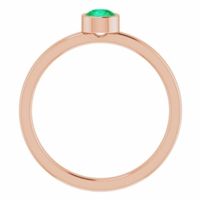 Minimalist Work Daily Essential 14K Rose 4 mm Lab-Grown Emerald Ring