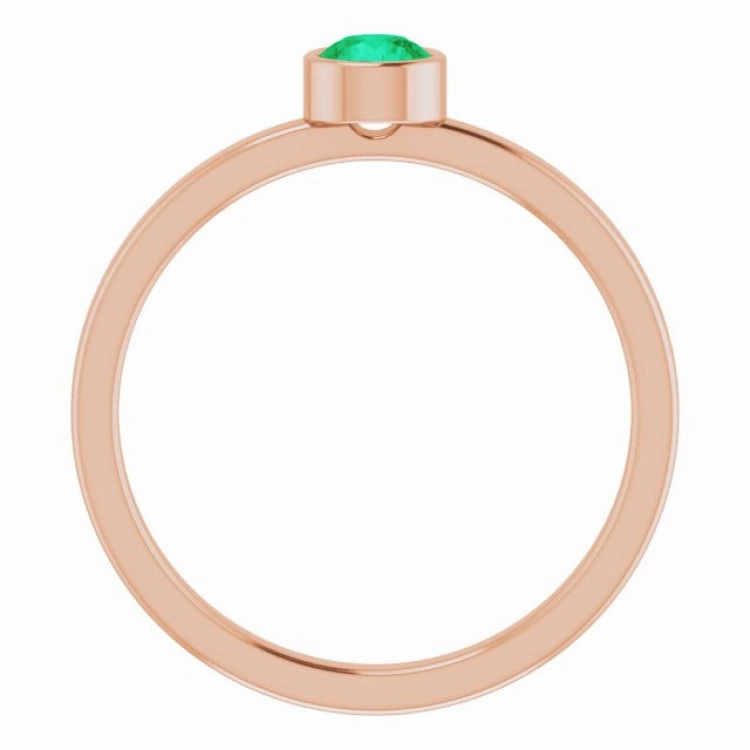 Minimalist Work Daily Essential 14K Rose 4 mm Lab-Grown Emerald Ring