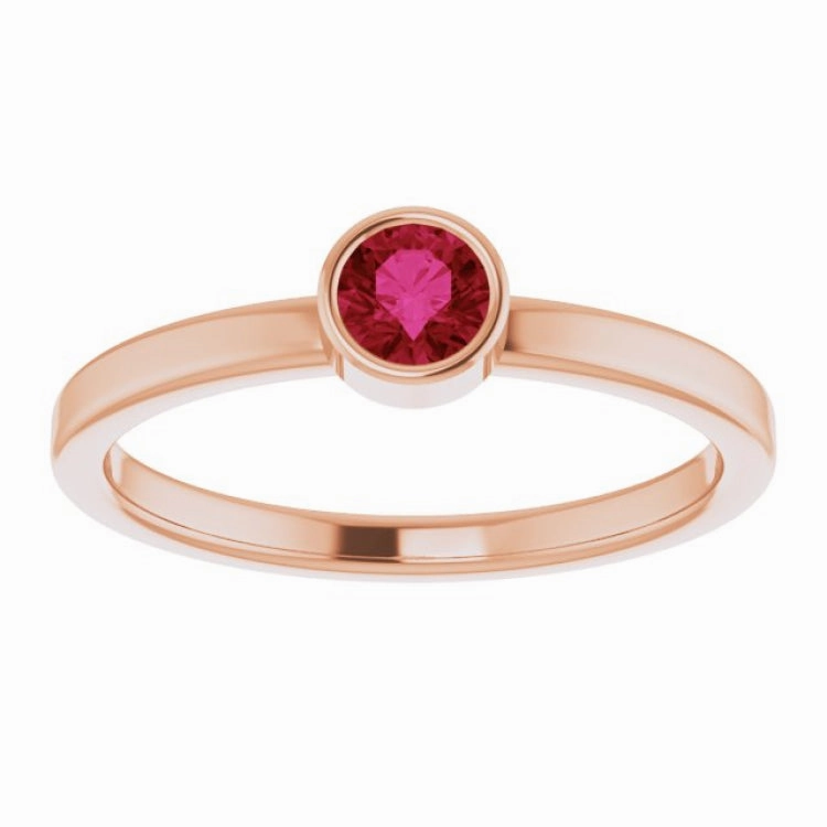 14K Rose 4 mm Lab-Grown Ruby Ring Value Piece