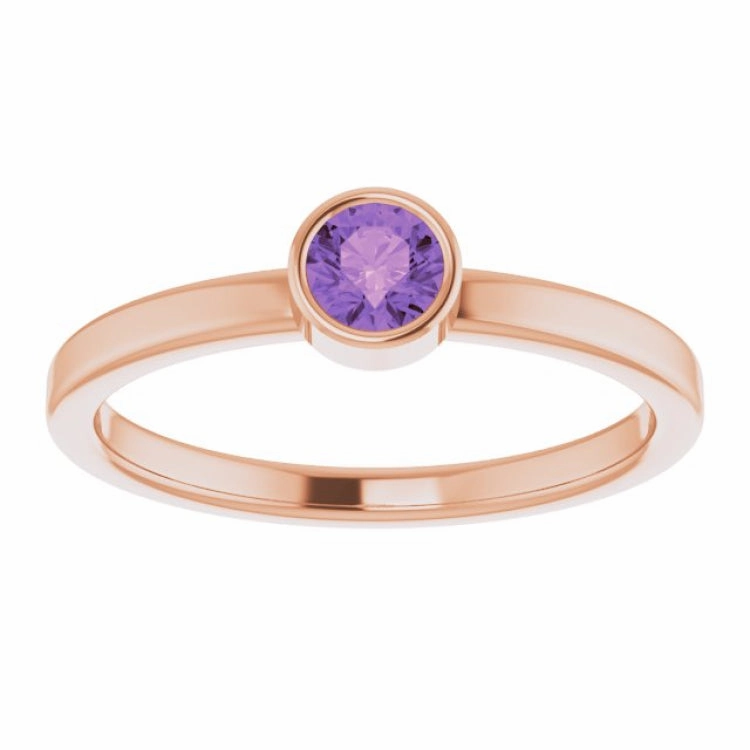 14K Rose 4 mm Natural Amethyst Ring Durable Style