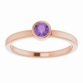 14K Rose 4 mm Natural Amethyst Ring Durable Style