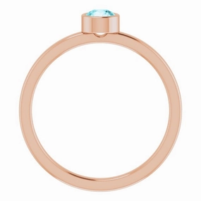 Daily Detail Economical Article 14K Rose 4 mm Natural Blue Zircon Ring