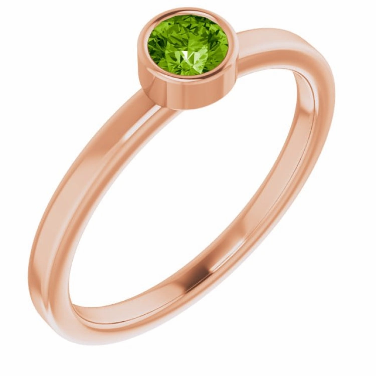 14K Rose 4 mm Natural Peridot Ring HighEnd Design Sentimental Work