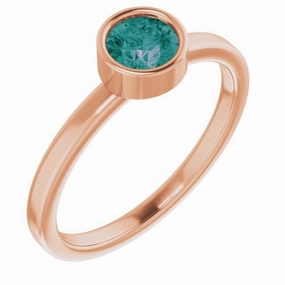 14K Rose 5 mm Lab-Grown Alexandrite Ring HighEnd Design