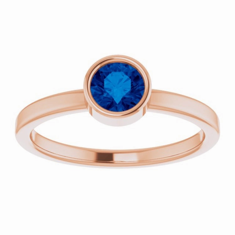 Luxury Accent 14K Rose 5 mm Lab-Grown Blue Sapphire Ring