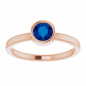 Luxury Accent 14K Rose 5 mm Lab-Grown Blue Sapphire Ring
