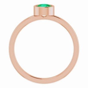 Polished Style 14K Rose 5 mm Lab-Grown Emerald Ring