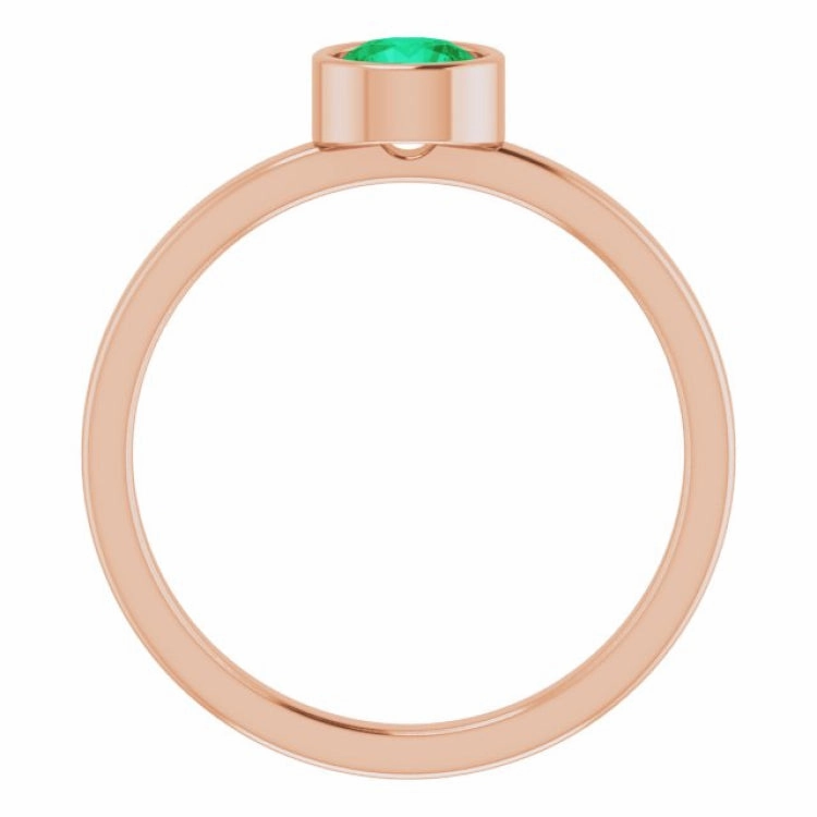 Polished Style 14K Rose 5 mm Lab-Grown Emerald Ring