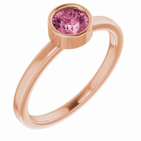 Heirloom Quality Contemporary Use 14K Rose 5 mm Natural Pink Tourmaline Ring