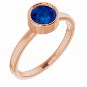 Curved Line 14K Rose 6 mm Natural Blue Sapphire Ring