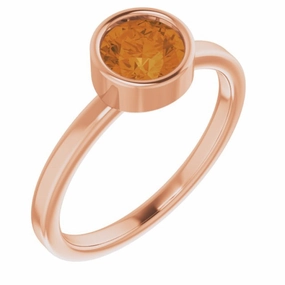 Traditional Emblem Iconic Style 14K Rose 6 mm Natural Citrine Ring