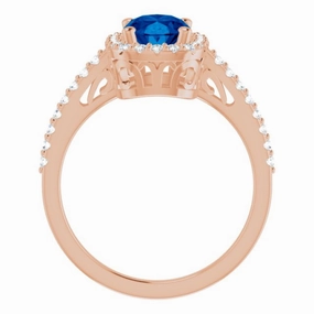 Minimalist Keepsake 14K Rose Lab-Grown Blue Sapphire & 1/3 CTW Natural Diamond Ring