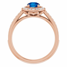 Next generation 14K Rose Lab-Grown Blue Sapphire & 1/3 CTW Natural Diamond Ring