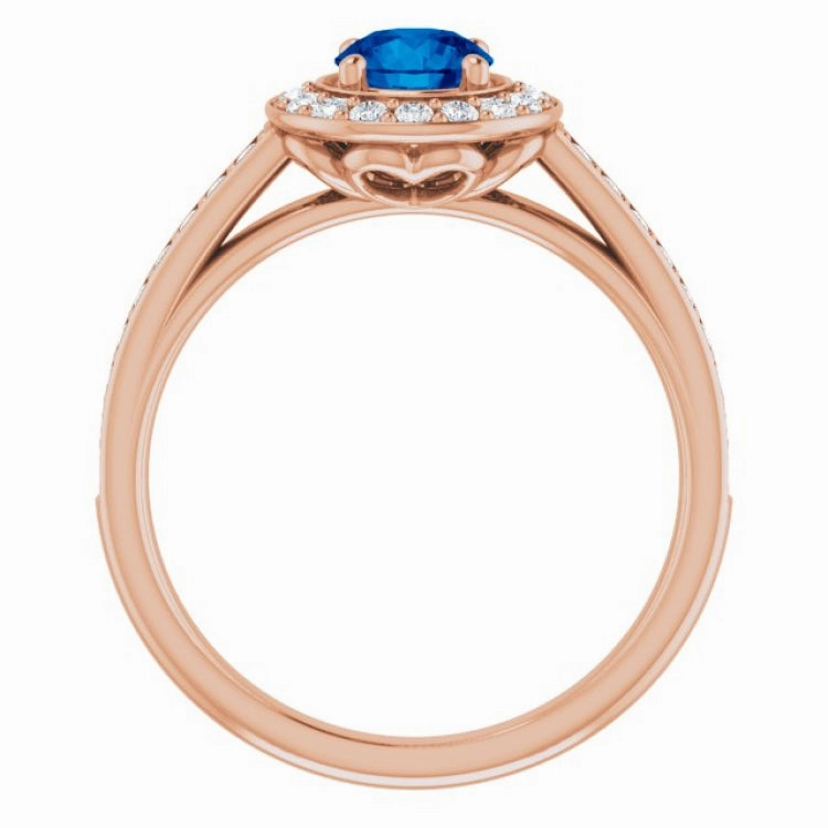 Next generation 14K Rose Lab-Grown Blue Sapphire & 1/3 CTW Natural Diamond Ring