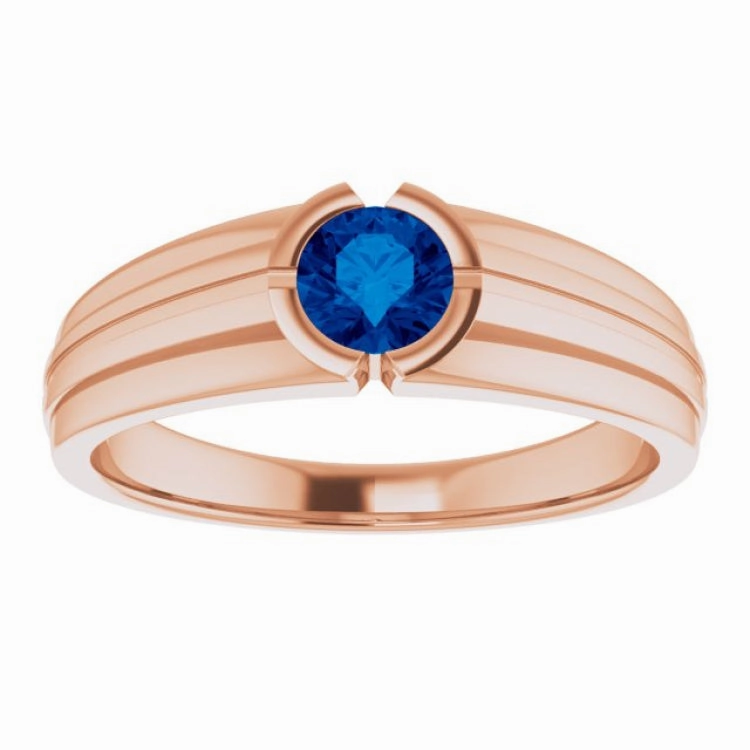 14K Rose Lab-Grown Blue Sapphire Ring fashion lover