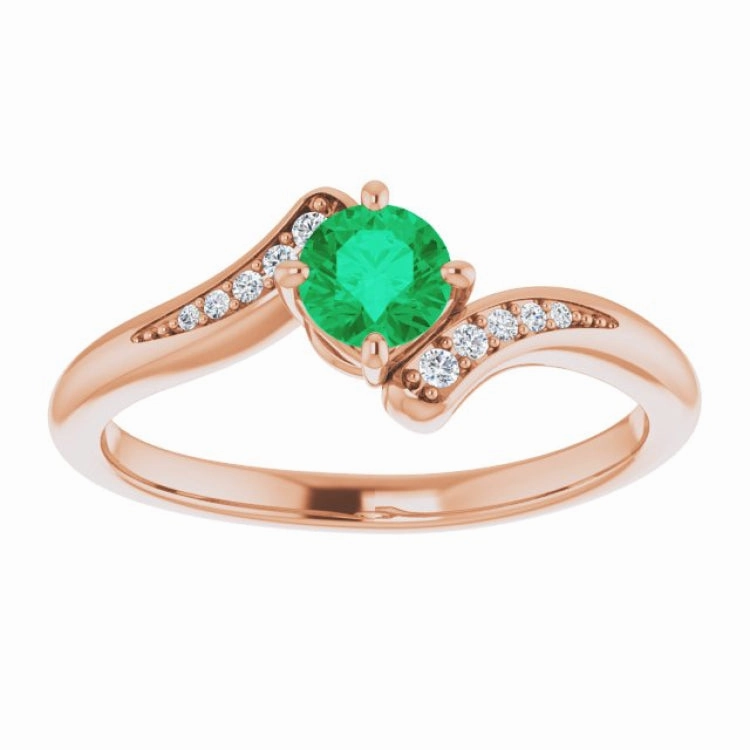 Eternal Work Wearable Art 14K Rose Natural Emerald & .04 CTW Natural Diamond Ring