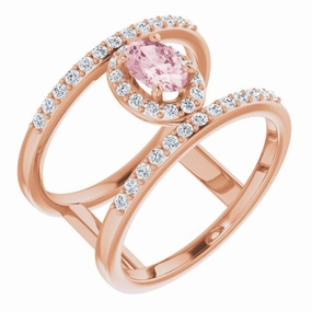 14K Rose Natural Pink Morganite & 1/3 CTW Natural Diamond Ring Easy Clean