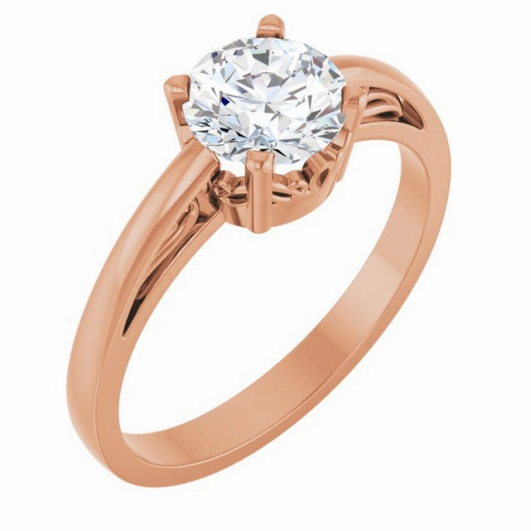 Contemporary Ornament Custom Statement 14K Rose Stuller Lab-Created Moissanite Ring
