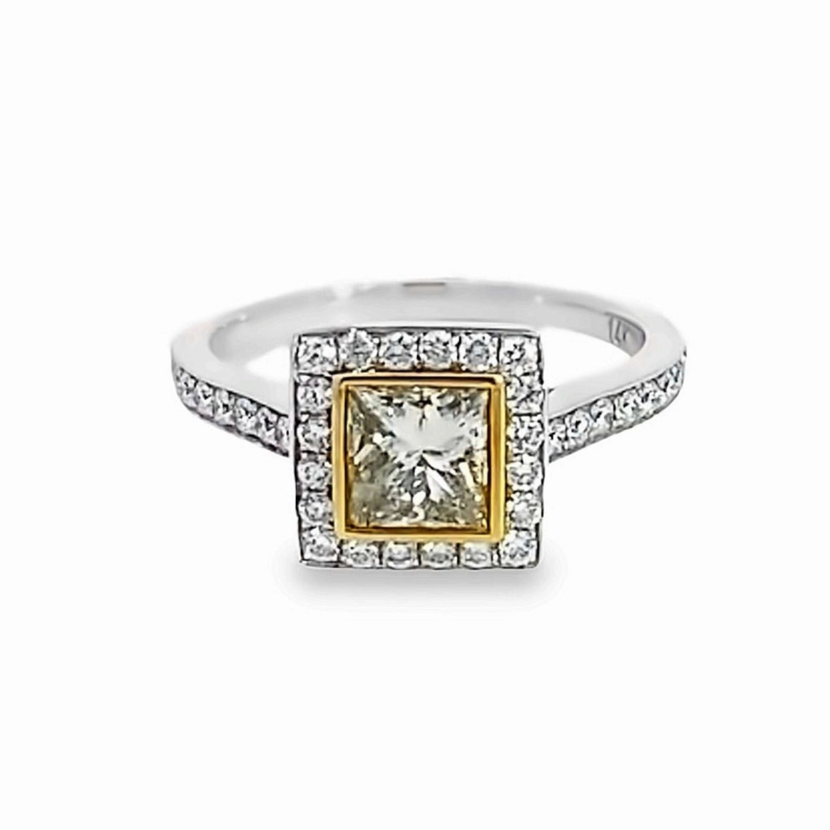 14K Two-Tone White and Yellow Gold Engagement Ring Minimalist Charm Gentle Radiance