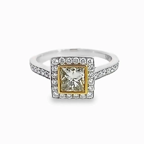 14K Two-Tone White and Yellow Gold Engagement Ring Minimalist Charm Gentle Radiance