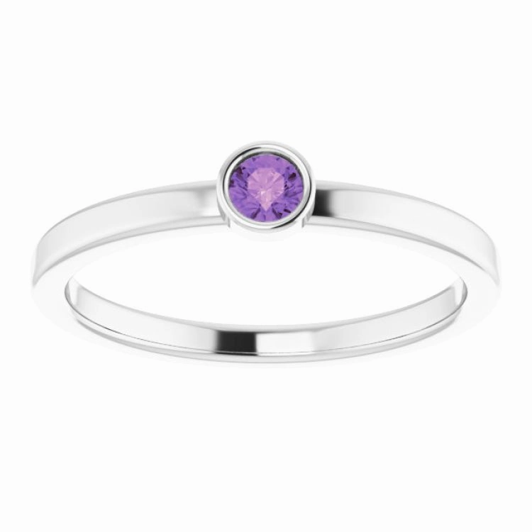 Refined Flair Long-Lasting Shine 14K White 3 mm Natural Amethyst Ring