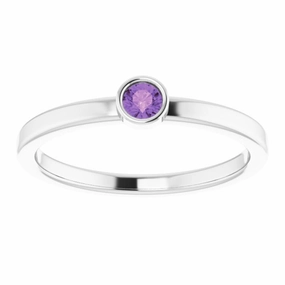 Refined Flair Long-Lasting Shine 14K White 3 mm Natural Amethyst Ring