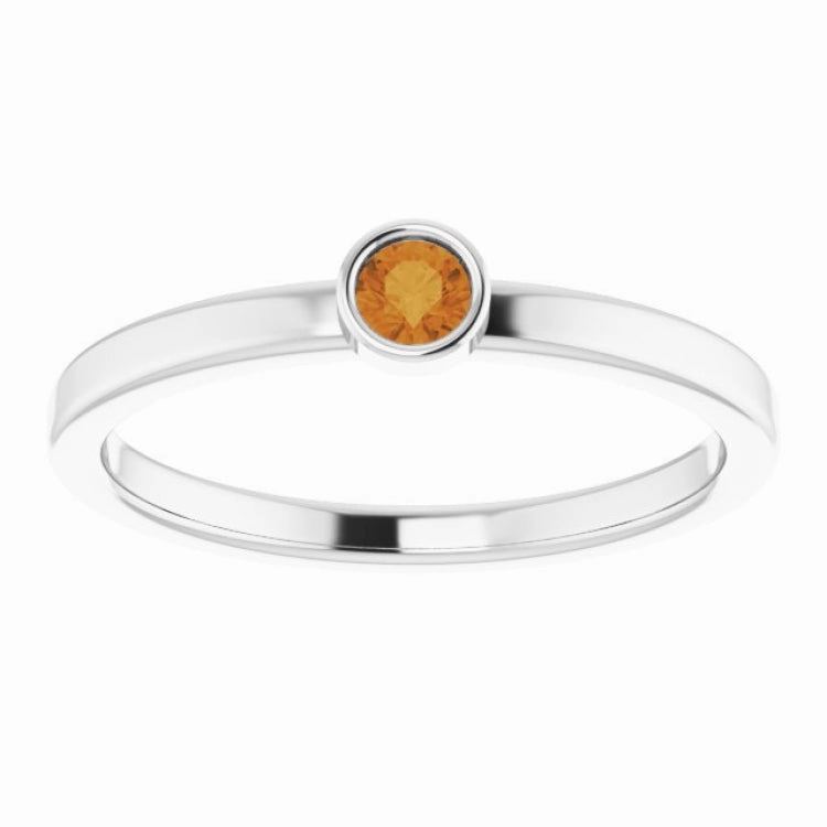 Traditional Accessory 14K White 3 mm Natural Citrine Ring