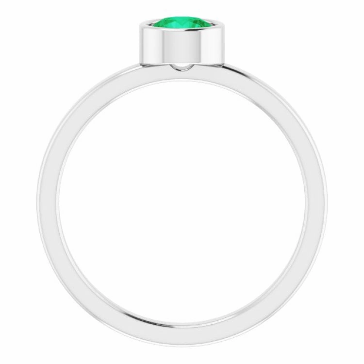 Durable Appearance 14K White 5 mm Lab-Grown Emerald Ring
