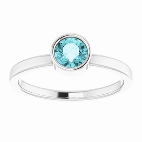 14K White 5 mm Natural Blue Zircon Ring Fashion Accessory Glam Choice