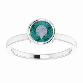 14K White 6 mm Lab-Grown Alexandrite Ring Strong Article