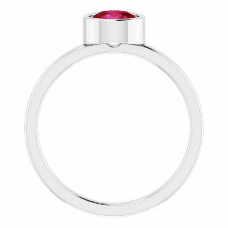 14K White 6 mm Lab-Grown Ruby Ring Chic Appearance Minimalist Adornment