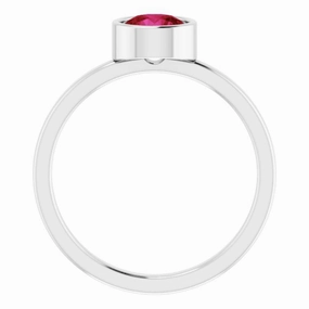 14K White 6 mm Lab-Grown Ruby Ring Chic Appearance Minimalist Adornment