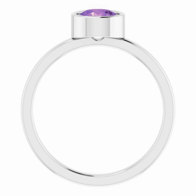 14K White 6 mm Natural Amethyst Ring Glam Accent standalone piece