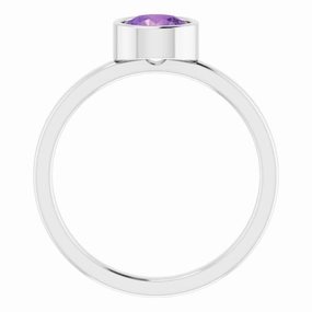 14K White 6 mm Natural Amethyst Ring Glam Accent standalone piece