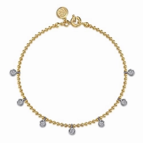 14K White and Yellow Gold Bujukan White Sapphire Droplet Bracelet Balanced Form Seasonal Sparkle