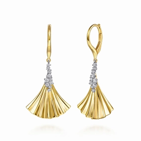 Modern Accessories 14K White and Yellow Gold Diamond and Diamond-Cut Leverback Drop Earrings
