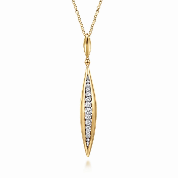 14K White and Yellow Gold Diamond Bullet Drop Necklace Bridal Moment