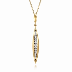 14K White and Yellow Gold Diamond Bullet Drop Necklace Bridal Moment