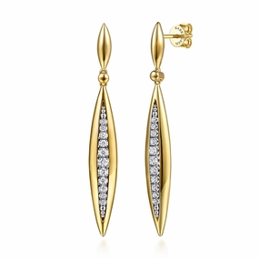 Urban Touch 14K White and Yellow Gold Diamond Bullet Stud Drop Earrings