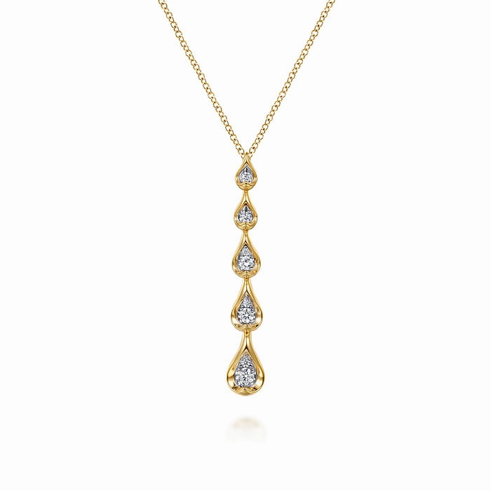 Daily Radiance 14K White and Yellow Gold Diamond Stackable Drop Necklace