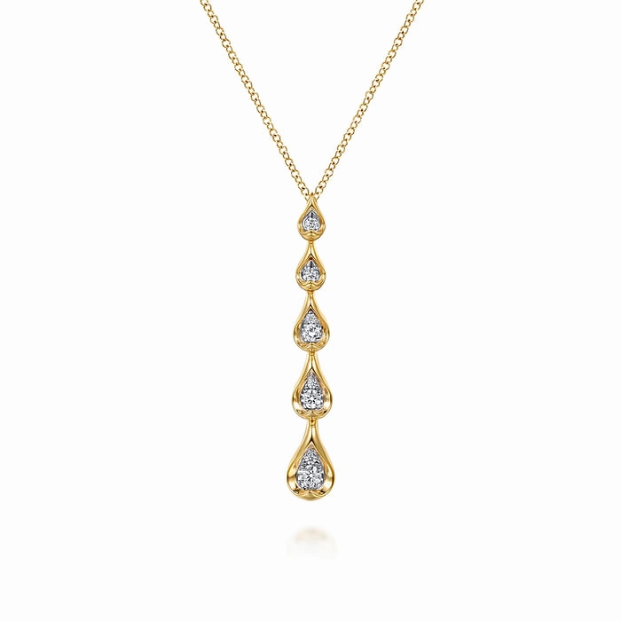 Sparkling Detail 14K White and Yellow Gold Diamond Stackable Drop Necklace