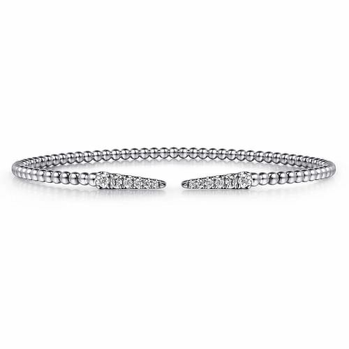 Radiant Gem 14K White Gold Bujukan Diamond Spikes Split Bangle