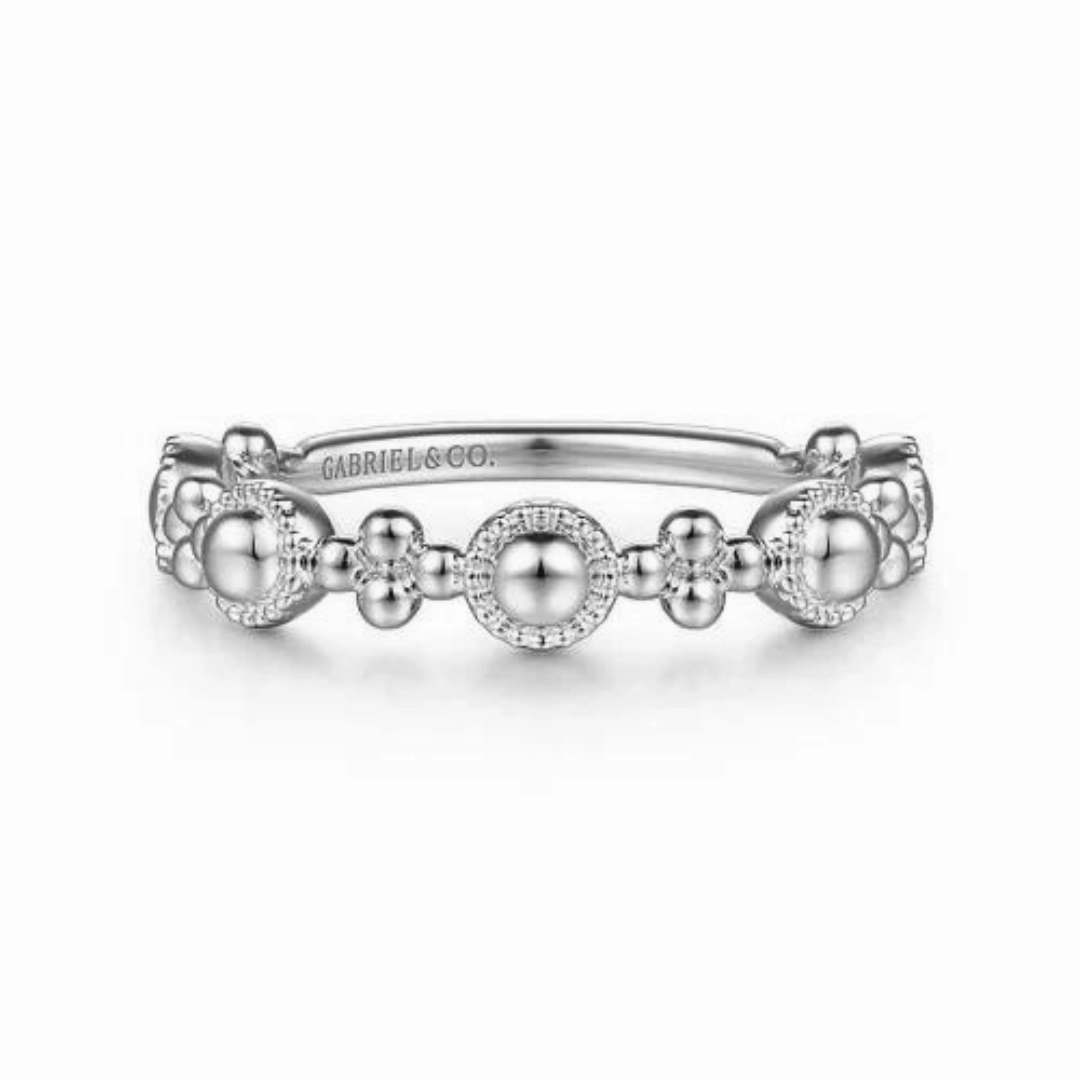 14K White Gold Bujukan Station Delicate Stackable Ring Office Chic