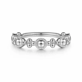14K White Gold Bujukan Station Delicate Stackable Ring Office Chic