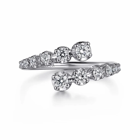 Crisp Shine 14K White Gold Diamond Bypass Ring