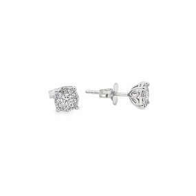 Glamorous Pieces Artisan Sparkle 14K White Gold Diamond Cluster Stud Earrings - 0.58ct