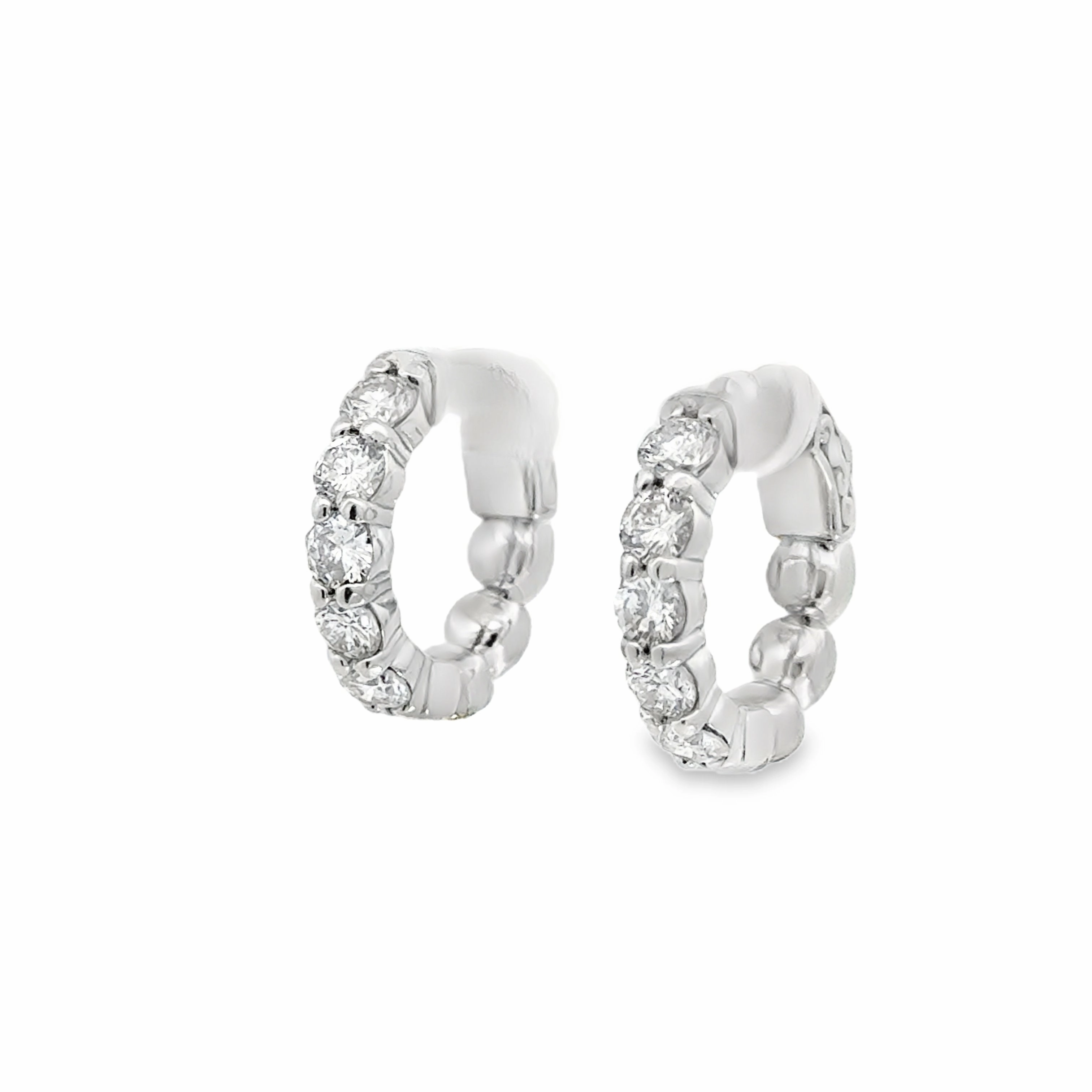 Glamorous Edge 14K White Gold Diamond Huggie Earrings - 2.09 Carats