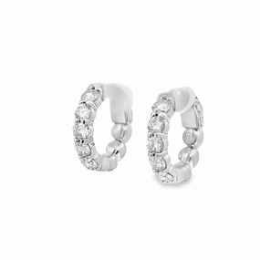 Glamorous Edge 14K White Gold Diamond Huggie Earrings - 2.09 Carats