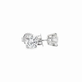 Handcrafted Finish 14K White Gold Diamond Solitaire Stud Earrings - 2.00 Carat